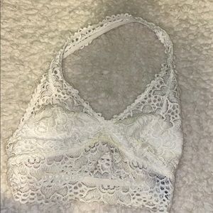 White crochet halter bralette